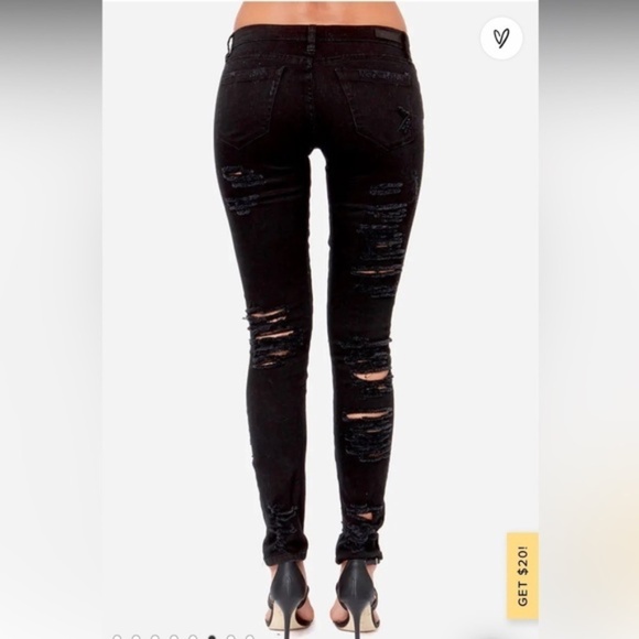Blank NYC Women's Size 31 Black Classique Shredded Skinny Jeans - Picture 2 of 11